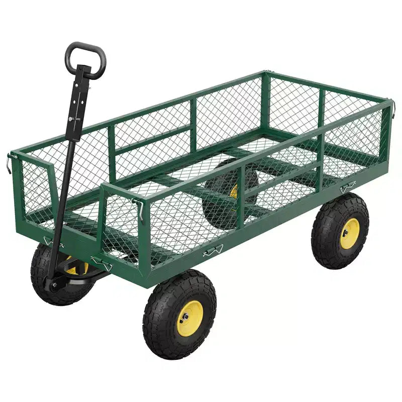 Chariot de jardin robuste 900 LBS - chariot utilitaire à 10 pneus pneumatiques avec côtes amovibles (1 pièce)