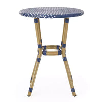 GDFStudio Catalina Ensemble bistro français moderne d'extérieur 3 pièces en aluminium au design imitation rotin et table ronde
