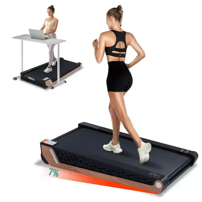 Tapis roulant portable avec inclinaison 8 niveaux, tapis de marche sous le bureau avec moteur 2.55HP, capacité 220 lbs, écran LED, design peu encombrant pour la maison et le bureau