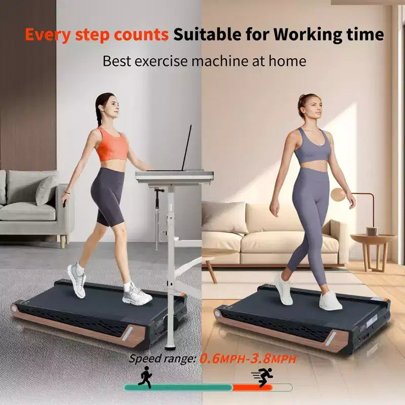 Tapis roulant portable avec inclinaison 8 niveaux, tapis de marche sous le bureau avec moteur 2.55HP, capacité 220 lbs, écran LED, design peu encombrant pour la maison et le bureau