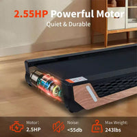 Tapis roulant portable avec inclinaison 8 niveaux, tapis de marche sous le bureau avec moteur 2.55HP, capacité 220 lbs, écran LED, design peu encombrant pour la maison et le bureau