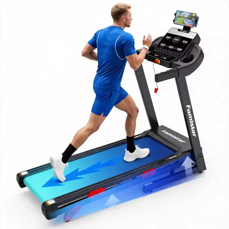 Tapis de course pliable compact pour la maison avec moteur de 3,75 CV, contrôle par application, Bluetooth, inclinaison de 10 %, capacité de 150 kg