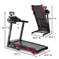 Tapis de course en promotion - Tapis de course pliable 3,75 CV pour la maison, inclinaison 10 %, contrôle par application, compact pour petits espaces, capacité 150 kg, marche, jogging, course