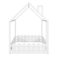 Lit en bois Luxystar avec clôture pour enfants et adolescents, Blanc
