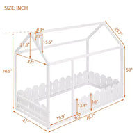 Lit en bois Luxystar avec clôture pour enfants et adolescents, Blanc