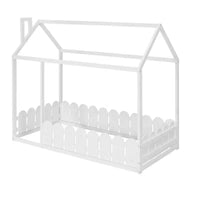 Lit en bois Luxystar avec clôture pour enfants et adolescents, Blanc