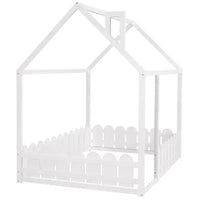 Lit en bois Luxystar avec clôture pour enfants et adolescents, Blanc