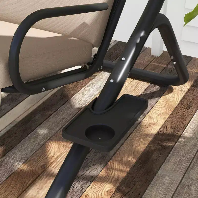 Balançoire de patio 2 places avec auvent amovible, porte-gobelets et sièges séparés Beige