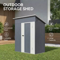 Abri de jardin en métal GustoWave 5x3 FT avec portes verrouillables et évents, cabane à outils de jardin résistante aux intempéries pour patio ou arrière-cour.