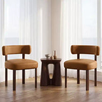 Chaises de salle à manger en similicuir Ora Maison à dossier incurvé et cadre en bois massif, chaises ergonomiques sans accoudoirs pour salon, salle à manger