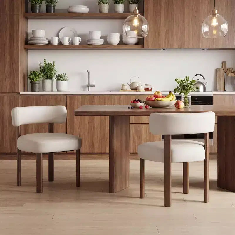 Chaises de salle à manger en similicuir Ora Maison à dossier incurvé et cadre en bois massif, chaises ergonomiques sans accoudoirs pour salon, salle à manger
