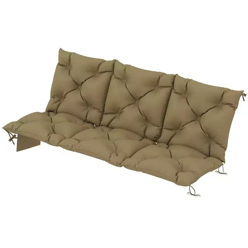 Coussin de banc balancelle d'extérieur 3 places avec dossier, attaches antiderapantes et poches laterales - beige