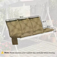 Coussin de banc balancelle d'extérieur 3 places avec dossier, attaches antiderapantes et poches laterales - beige