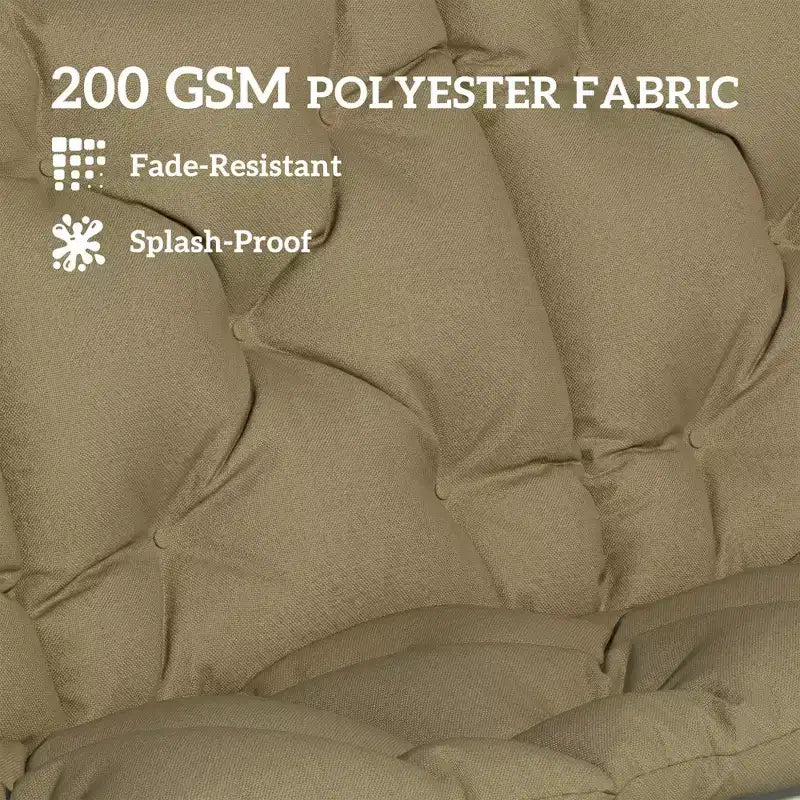 Coussin de banc balancelle d'extérieur 3 places avec dossier, attaches antiderapantes et poches laterales - beige