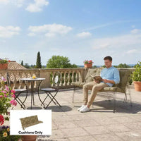 Coussin de banc balancelle d'extérieur 3 places avec dossier, attaches antiderapantes et poches laterales - beige