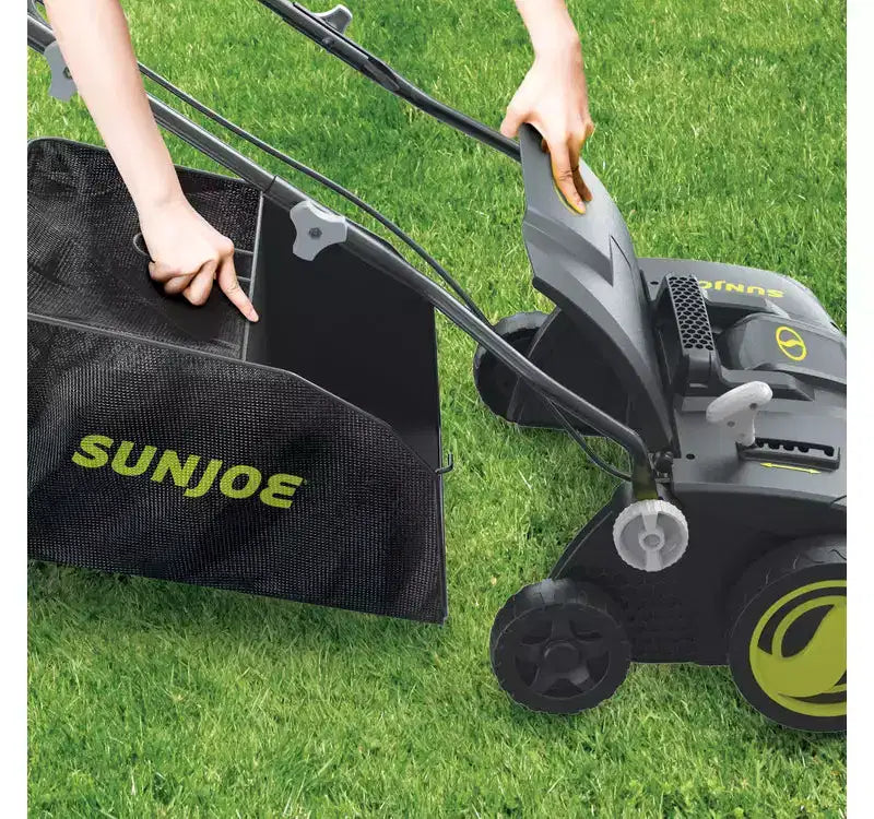 Scarificateur et aérateur électrique Sun Joe AJ808E reconditionné | Avec sac de ramassage | 38 cm | 15 A (Remis à neuf)