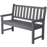 Banc d'extérieur Outsunny, banc de jardin 124 cm en PEHD toutes saisons, banc de patio 2 places avec capacité de 240 kg, siège incurvé pour jardin