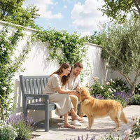 Banc d'extérieur Outsunny, banc de jardin 124 cm en PEHD toutes saisons, banc de patio 2 places avec capacité de 240 kg, siège incurvé pour jardin