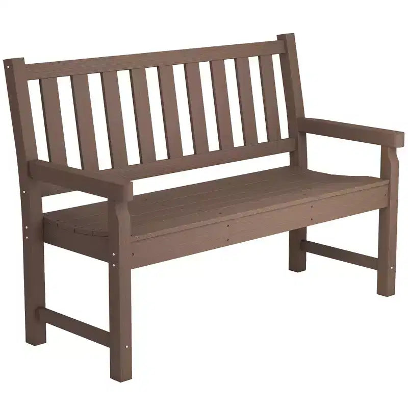 Banc d'extérieur Outsunny, banc de jardin 124 cm en PEHD toutes saisons, banc de patio 2 places avec capacité de 240 kg, siège incurvé pour jardin
