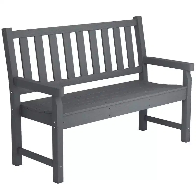 Banc d'extérieur Outsunny, banc de jardin 124 cm en PEHD toutes saisons, banc de patio 2 places avec capacité de 240 kg, siège incurvé pour jardin