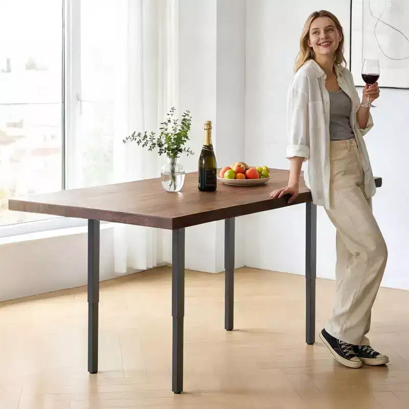 VEVOR Pieds de table reglables, pieds de meuble carres en acier 24-40 po, charge max 1200 lb, robustes, installation rapide, 4 pièces, noir