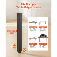 VEVOR Pieds de table reglables, pieds de meuble carres en acier 24-40 po, charge max 1200 lb, robustes, installation rapide, 4 pièces, noir