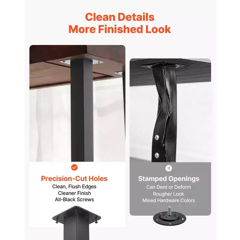VEVOR Pieds de table reglables, pieds de meuble carres en acier 24-40 po, charge max 1200 lb, robustes, installation rapide, 4 pièces, noir