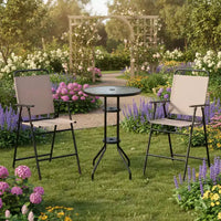 Gymax Ensemble de bistrot pliant 3 pièces avec table de bar ronde et chaises avec trou pour parasol de 1,6 pour jardin, patio et piscine