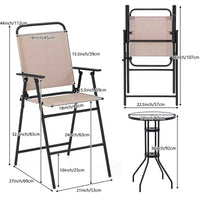 Gymax Ensemble de bistrot pliant 3 pièces avec table de bar ronde et chaises avec trou pour parasol de 1,6 pour jardin, patio et piscine
