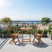 Gymax Ensemble bistrot de jardin pliable 3 pièces avec table et chaises en bois d'acacia massif design à lattes pour la respirabilité pour jardin, terrasse, bord de piscine