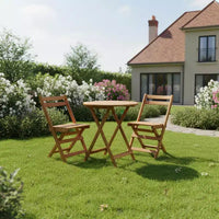 Gymax Ensemble bistrot de jardin pliable 3 pièces avec table et chaises en bois d'acacia massif design à lattes pour la respirabilité pour jardin, terrasse, bord de piscine