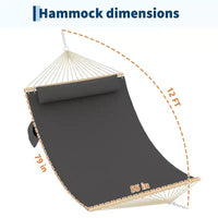 Hamac matelassé double de 3,65 m avec barre d'écartement - Hamac d'extérieur pour 2 personnes (capacité 204 kg) - Pour terrasse, jardin et piscine