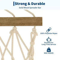 Hamac matelassé double de 3,65 m avec barre d'écartement - Hamac d'extérieur pour 2 personnes (capacité 204 kg) - Pour terrasse, jardin et piscine