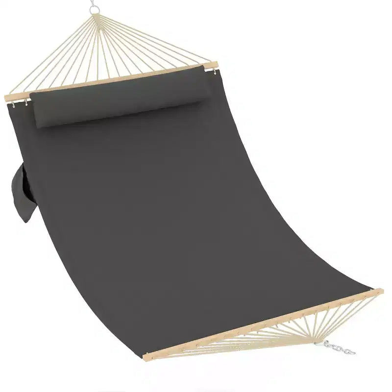 12FT Double Quilted Hammock with Spreader Bar - Outdoor Hammock for 2 Persons (450lbs Capacity) - Patio, Backyard & Poolside Use
