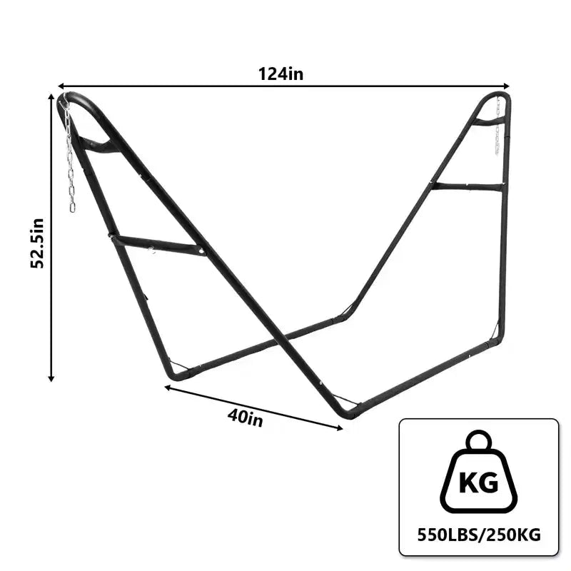 Support de hamac reglable robuste - cadre en acier portable 9-14 pi pour 2 personnes (noir, capacite 550 lb) - pour patio, balcon et arrière-cour