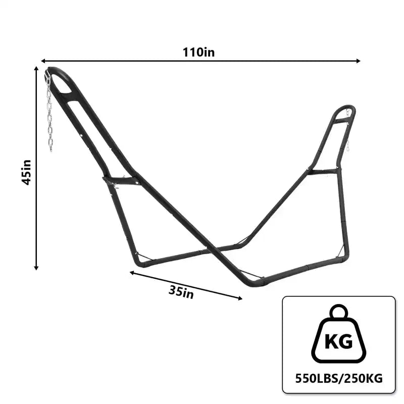 Support de hamac reglable robuste - cadre en acier portable 9-14 pi pour 2 personnes (noir, capacite 550 lb) - pour patio, balcon et arrière-cour