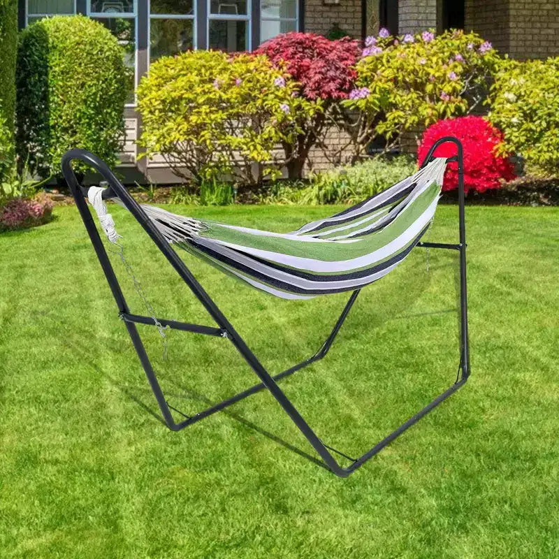 Support de hamac reglable robuste - cadre en acier portable 9-14 pi pour 2 personnes (noir, capacite 550 lb) - pour patio, balcon et arrière-cour