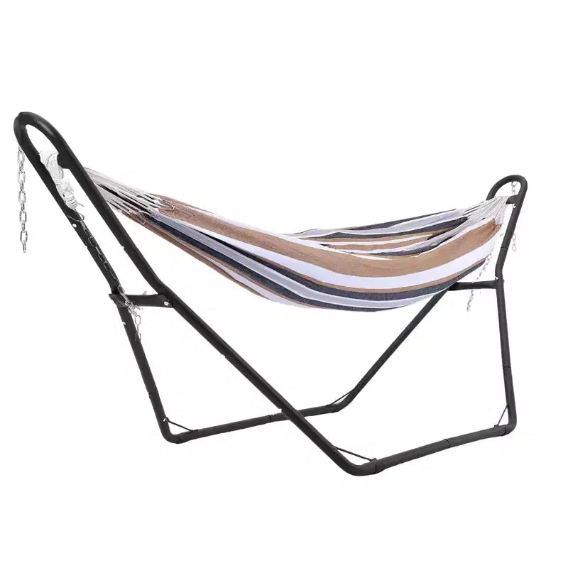 Heavy Duty Adjustable Hammock Stand - 9-14ft Portable Steel Frame for 2 People (Black, 550lbs Capacity) - Patio, Balcony & Backyard Use