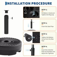 Base de parasol de patio robuste remplie d'eau, support de parasol resistant aux intemperies pour cour et pelouse