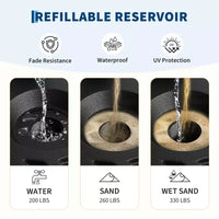 Base de parasol de patio robuste remplie d'eau, support de parasol resistant aux intemperies pour cour et pelouse