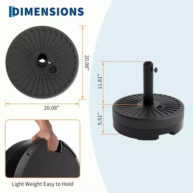 Base de parasol de patio robuste remplie d'eau, support de parasol resistant aux intemperies pour cour et pelouse