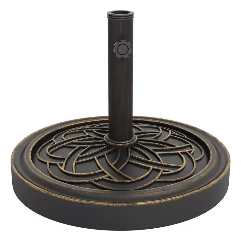 Base de parasol de terrasse ronde robuste, support en résine de 12 kg, adaptateur de mât réglable de 3,8 à 5,3 cm, pour parasols de 2,3 à 3,3 m.