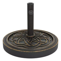 Base de parasol de terrasse ronde robuste, support en résine de 12 kg, adaptateur de mât réglable de 3,8 à 5,3 cm, pour parasols de 2,3 à 3,3 m.