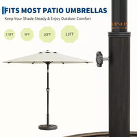 Base de parasol de terrasse ronde robuste, support en résine de 12 kg, adaptateur de mât réglable de 3,8 à 5,3 cm, pour parasols de 2,3 à 3,3 m.