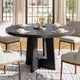 Modern 47 Inch Round Dining Table for 4 to 6, Kitchen Dinner Table with Sturdy Pedestal Base, Space Saving Circle Dining Room Table for Small Spaces