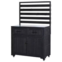 Whisen 64.9 Grande Desserte Îlot de Cuisine d'Extérieur avec Évier, Banc de Jardinage, Chariot de Barbecue Extérieur avec Plateau en Acier Inoxydable