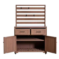 Whisen 64.9 Grande Desserte Îlot de Cuisine d'Extérieur avec Évier, Banc de Jardinage, Chariot de Barbecue Extérieur avec Plateau en Acier Inoxydable