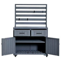 Whisen 64.9 Grande Desserte Îlot de Cuisine d'Extérieur avec Évier, Banc de Jardinage, Chariot de Barbecue Extérieur avec Plateau en Acier Inoxydable