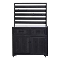 Whisen 64.9 Grande Desserte Îlot de Cuisine d'Extérieur avec Évier, Banc de Jardinage, Chariot de Barbecue Extérieur avec Plateau en Acier Inoxydable