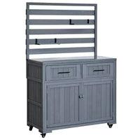 Whisen 64.9 Grande Desserte Îlot de Cuisine d'Extérieur avec Évier, Banc de Jardinage, Chariot de Barbecue Extérieur avec Plateau en Acier Inoxydable